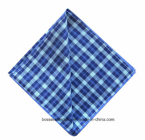 Factory Produce Checked Blue Printed Yarn Dyed Men's Cotton Handkerchief