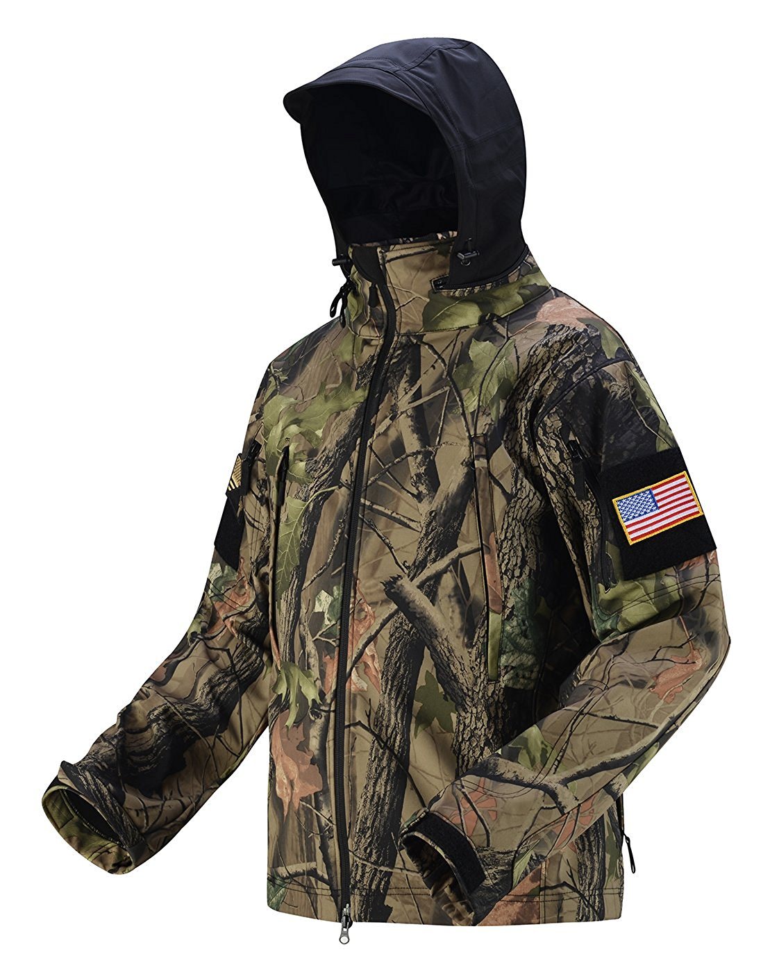 Xiaolv88 Men's Tactical Softshell Jacket Military Waterproof Jacket with Hood Outdoor Fleece Coat