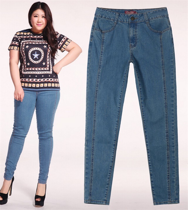 P1162 Women Plus Size Pencil Jean with Cygnet Embroidery