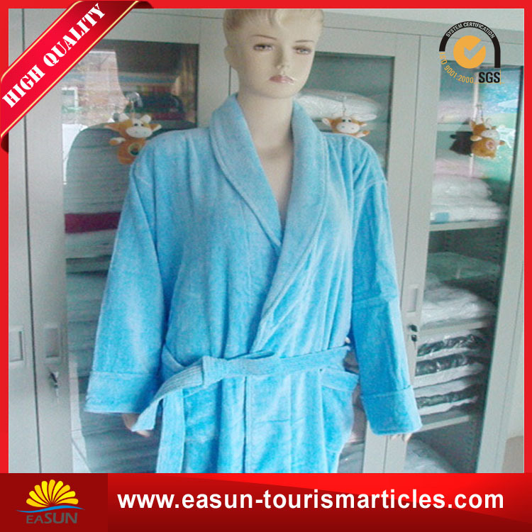 China Towel Factory Customer Cotton Blue Hotel Bathrobe