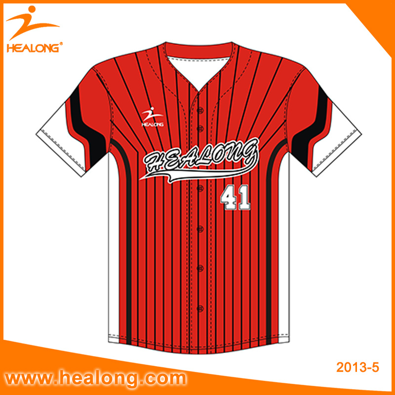 Healong Top Sale Sportswear Customized Sublimation Printing Baseball Jersey