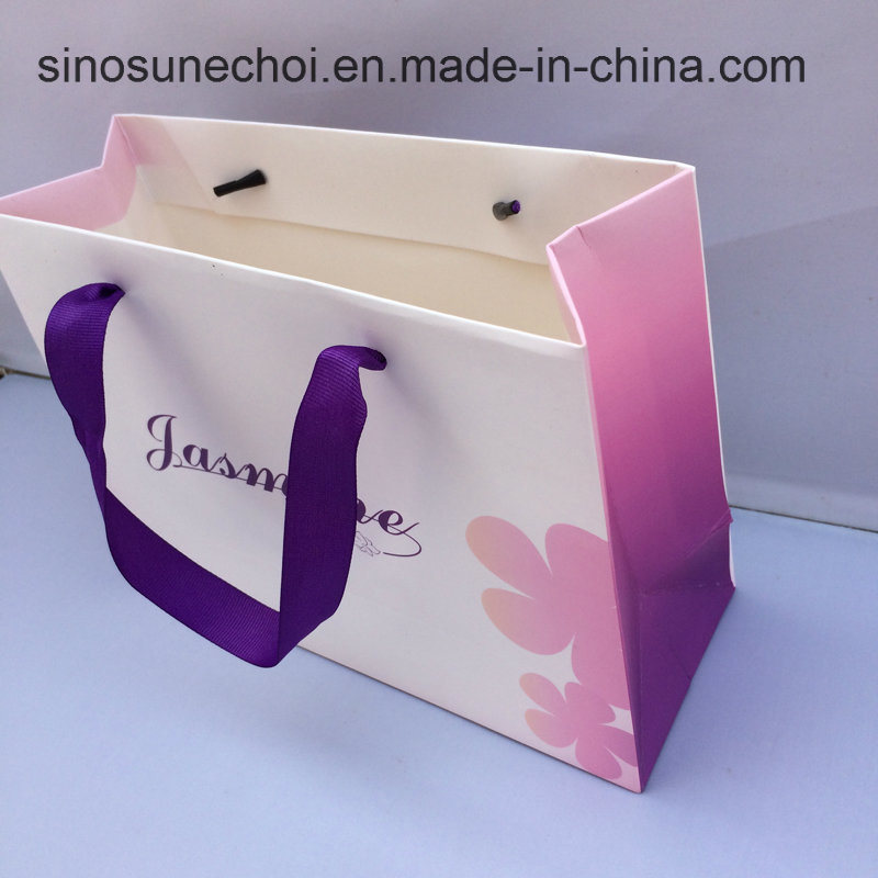White Card Paper Offset Printing Paper Packing Bag with Rope Handle