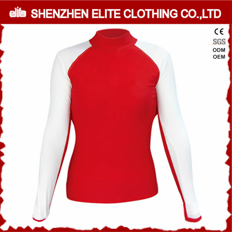 White and Red Long Sleeve Cheap Rashguards for Women (ELTRGI-48)