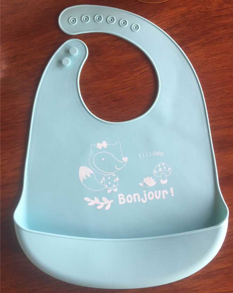 New Arrival Soft Customized Baby Silicone Bibs in Pink Blue