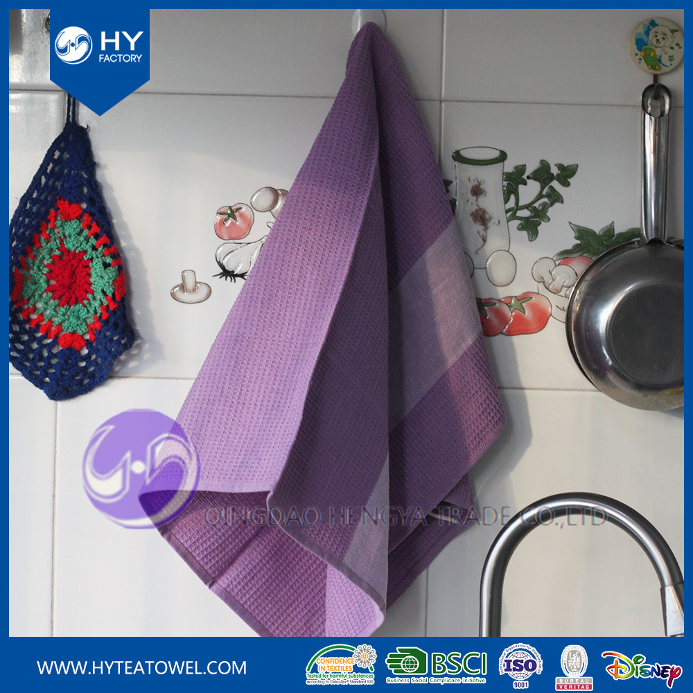 Yarn Dyed Purple Waffledish Kitchen Tea Towel