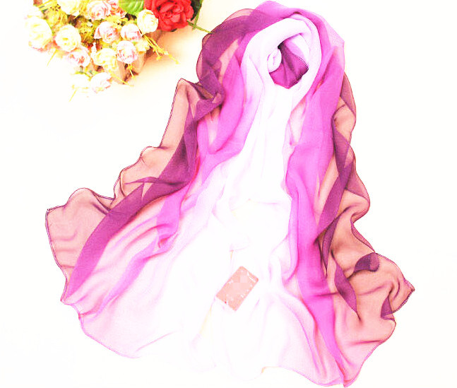 Hand Painting Color Matching Georgette Long Scarf
