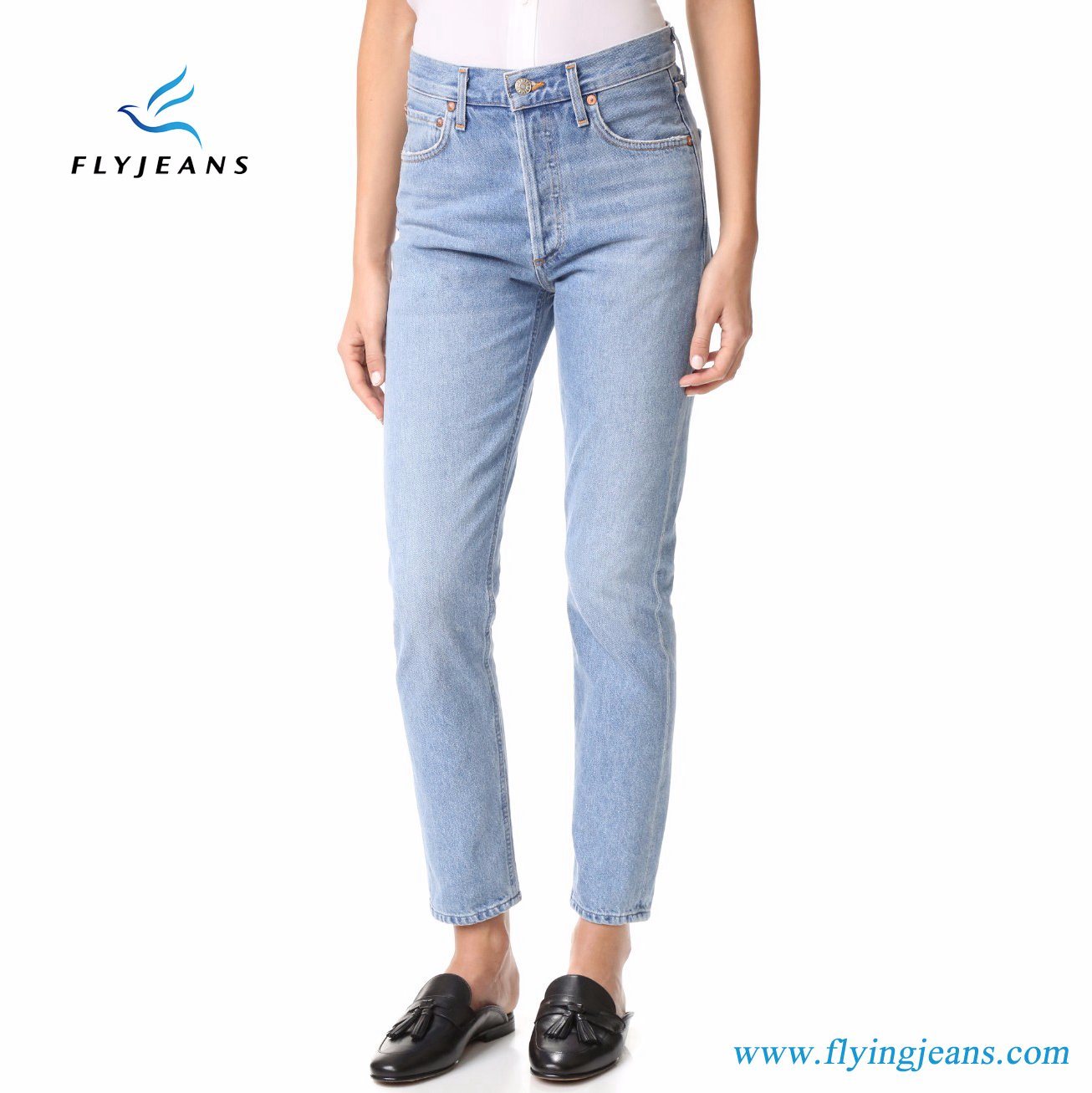 Relaxed Fit High Waist Women Denim Jeans with Light Blue by Fly Jeans