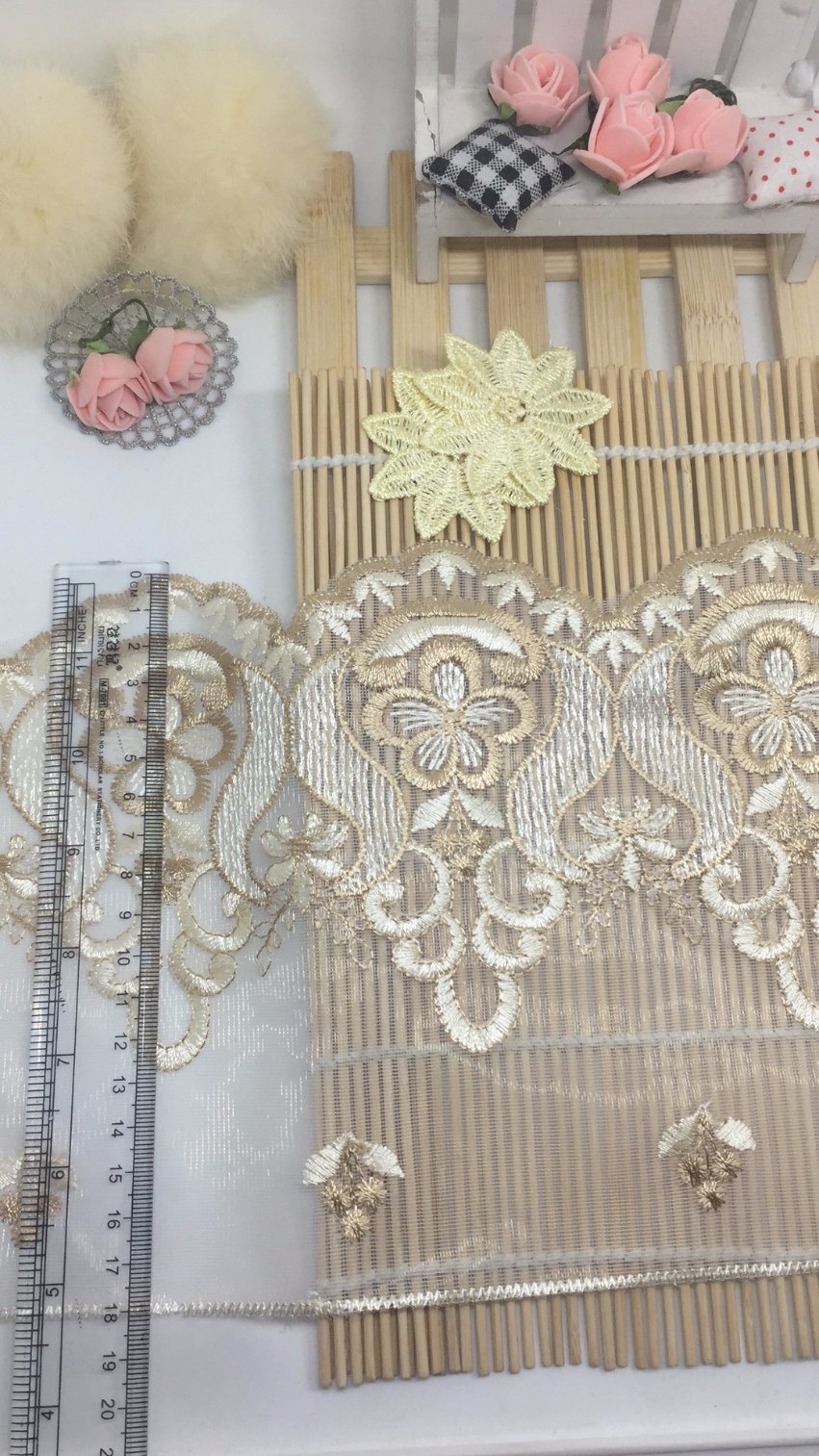New Design 18cm Width Factory Stock Net Embroidery Trimming Mesh Lace for Garments Accessories & Home Textiles & Fabrics