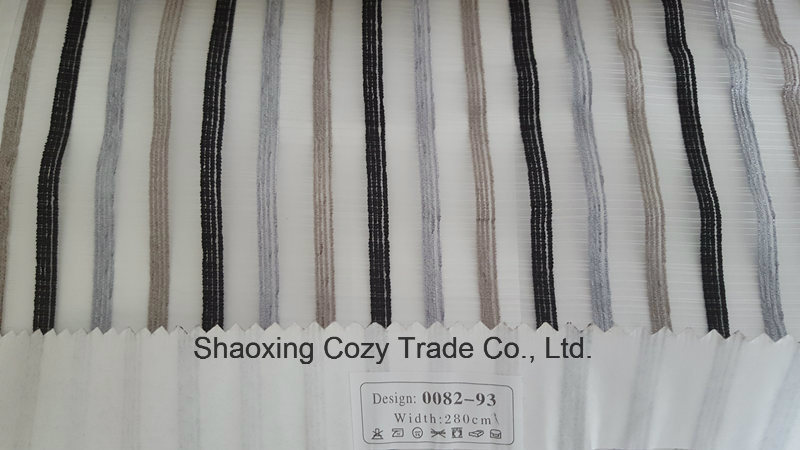 New Popular Project Stripe Organza Voile Sheer Curtain Fabric 008293