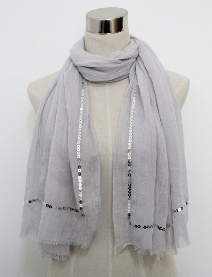 2015 Lady New Fashion Cotton Voile Sequin Scarf (YKY1048)