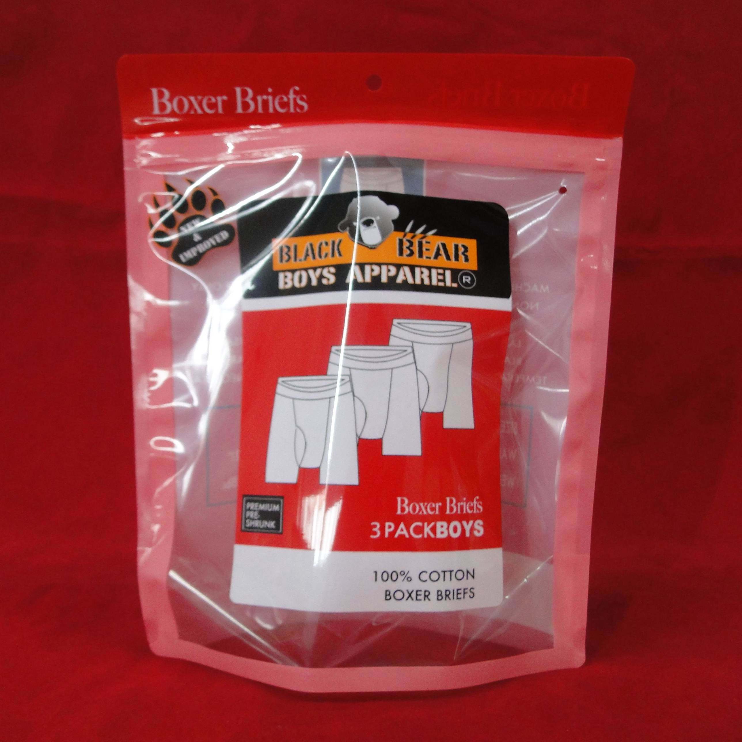 New Design Custom Zipper Plastic Underwear Packaging Bags