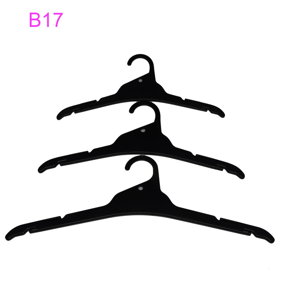 Brand Logo Cheap Black Plastic Shirts Hanger with Plastic Hook