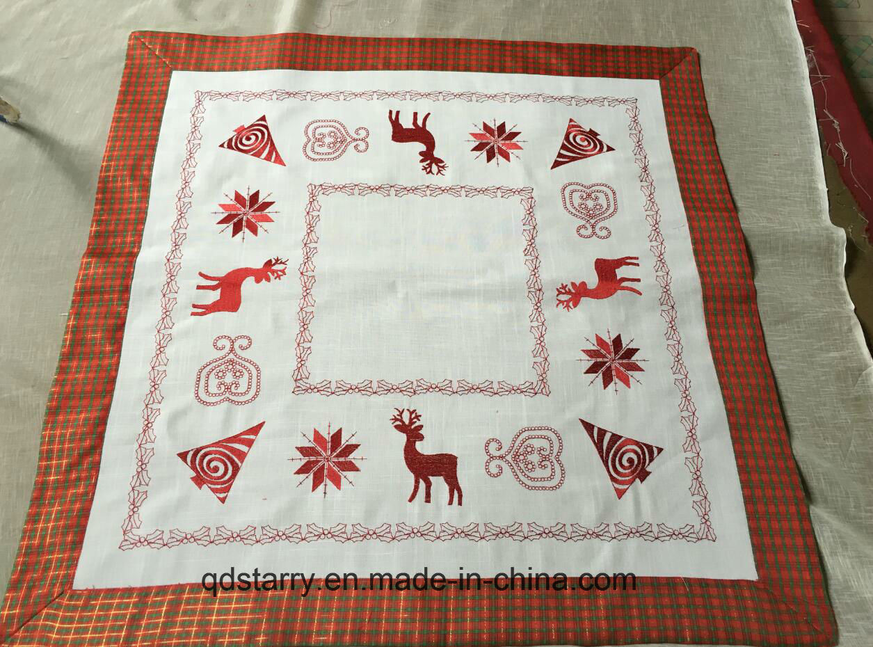 Polyester Fabric Christmas Embroidery Tablecloth 2016