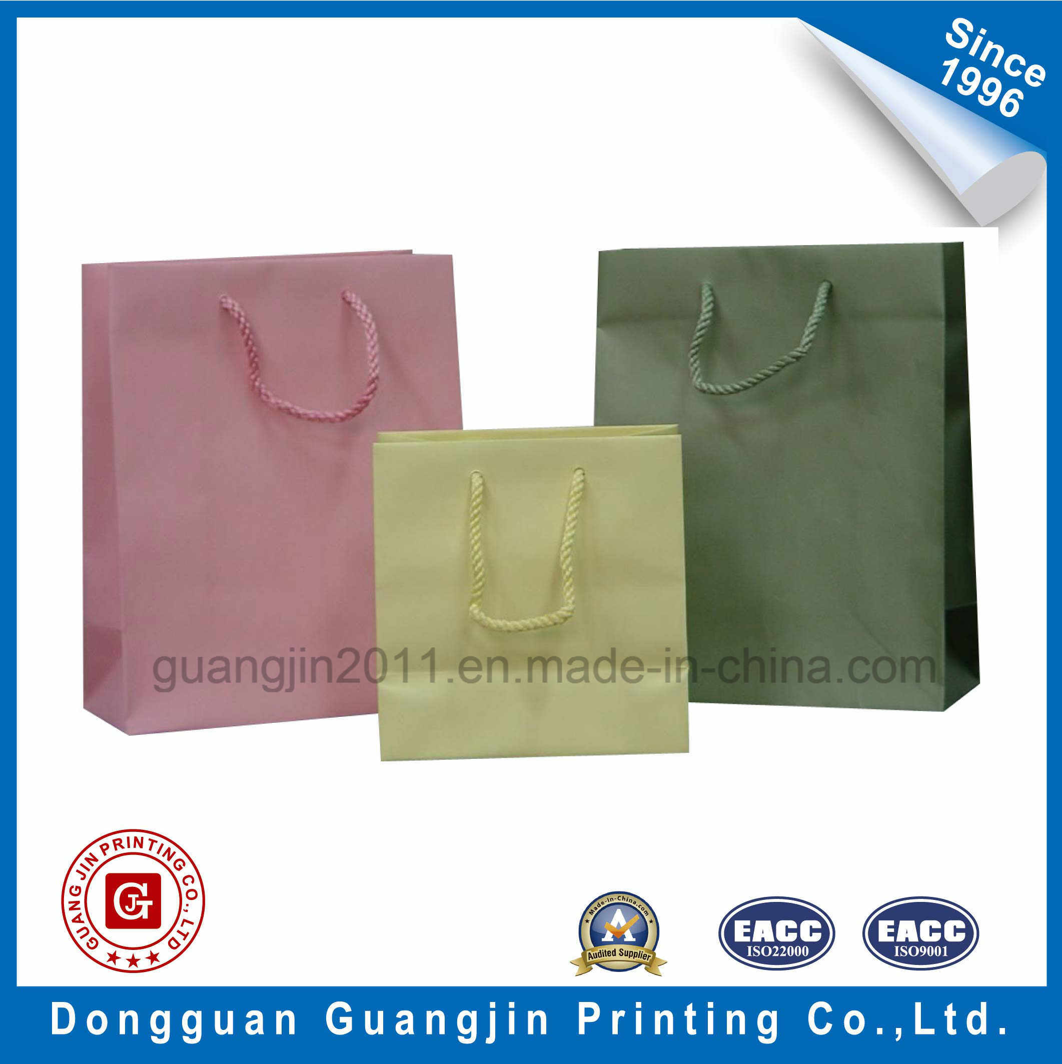 Simple Design Kraft Paper Shopping Bag for Garment Packing