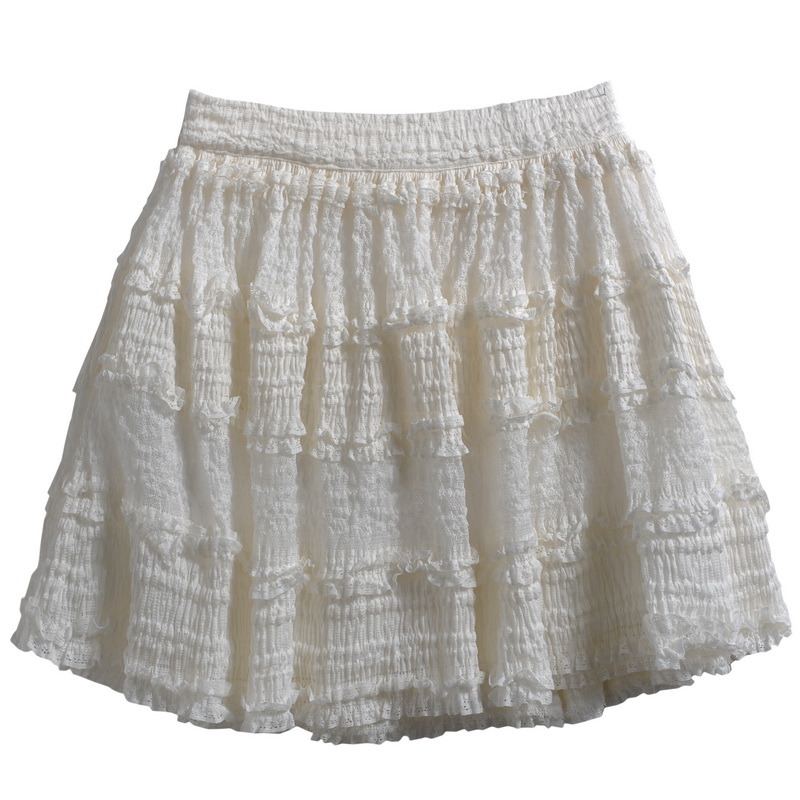 High Quality Lady Designer Vintage Lace Skirt with Ruffles