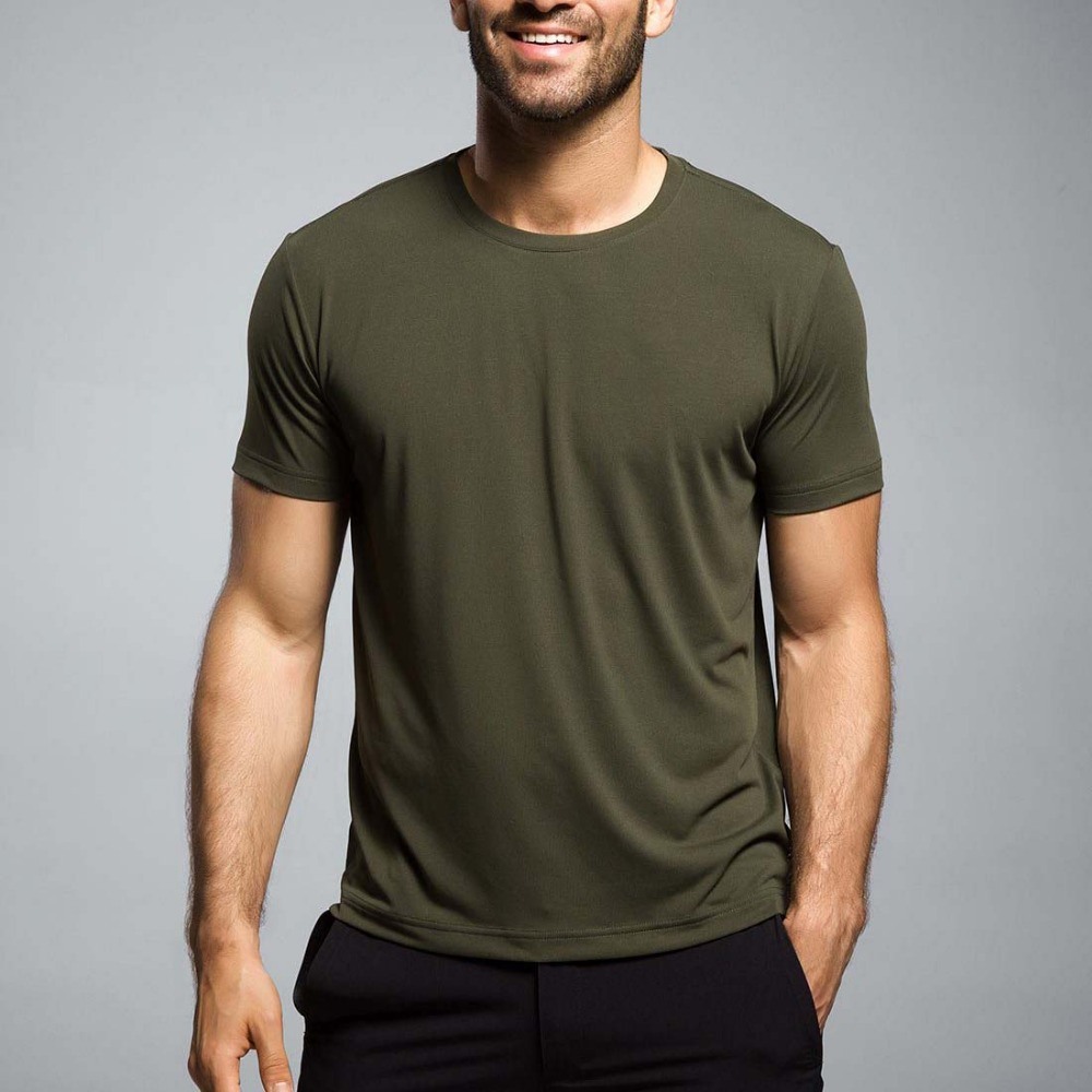 2018 Best Products 95 Cotton 5 Spandex Men's Fitness Plain Army Green T-Shirts