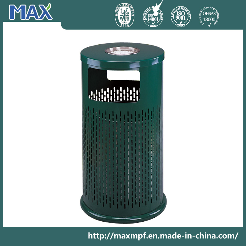 Perforated Outdoor Waste Bin Two Side Hooded Trash Can