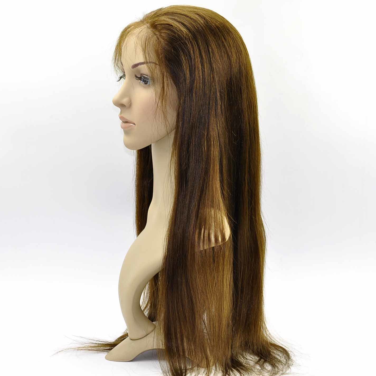 Brazilian Human Hair Dark Brown Color Full Lace Wig with Baby Hair