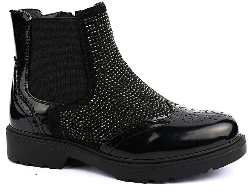 Factory Supply Sell Well Black Children Kids Stylish Shoes Girls Boots Patent with Stud