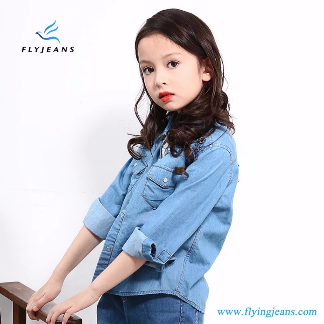 New Style Leisure Light Blue Long Sleeve Denim Shirt for Girls by Fly Jeans
