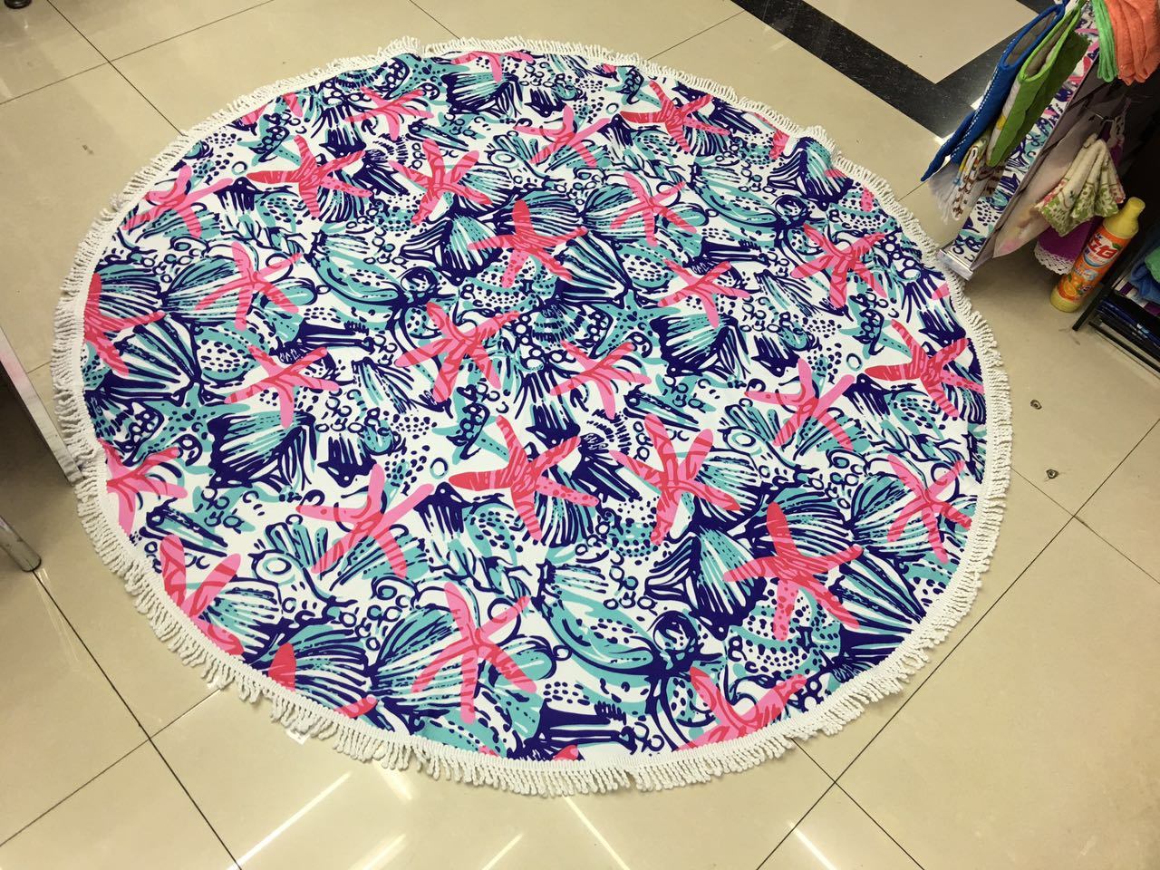 Starfish Round Beach Towel 100% Printed