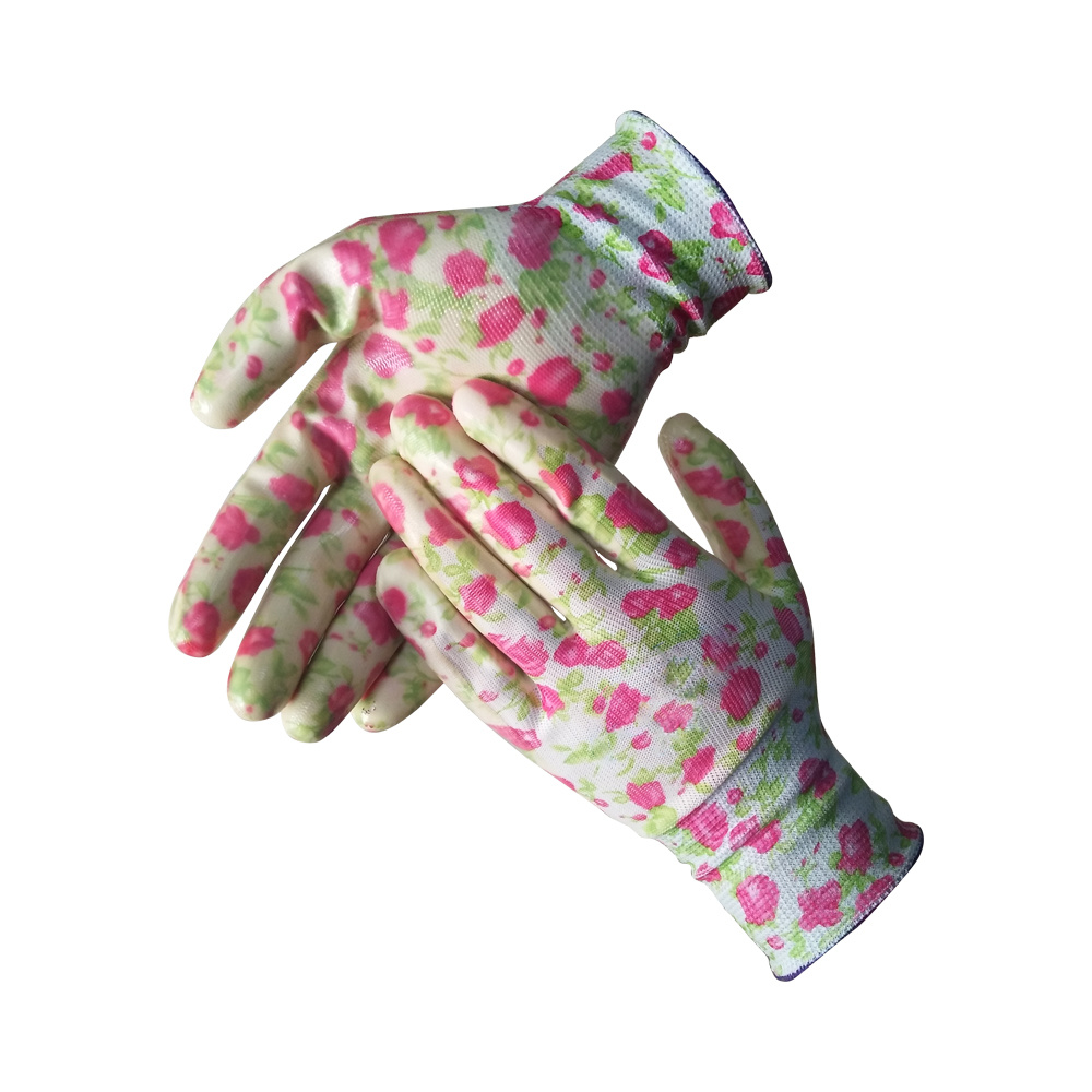 New Design Lady Rose Nitrile Garden Gloves