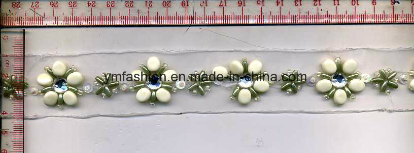 Fashion Organza Lace Trimming with Beads Garment Accessories (J-0985)