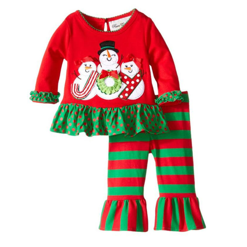 Baby Toddler Christmas Set Pajamas Top Leggings Outfits, 2 Pieces Christmas Sleeve Shirt Pants Outfit Set