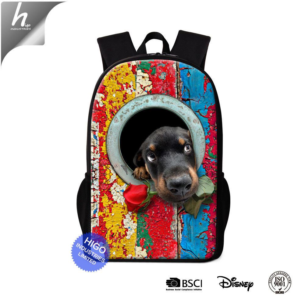Cute Dog 3D Printed Backpack Animal Kids School Bookbag Mochilas
