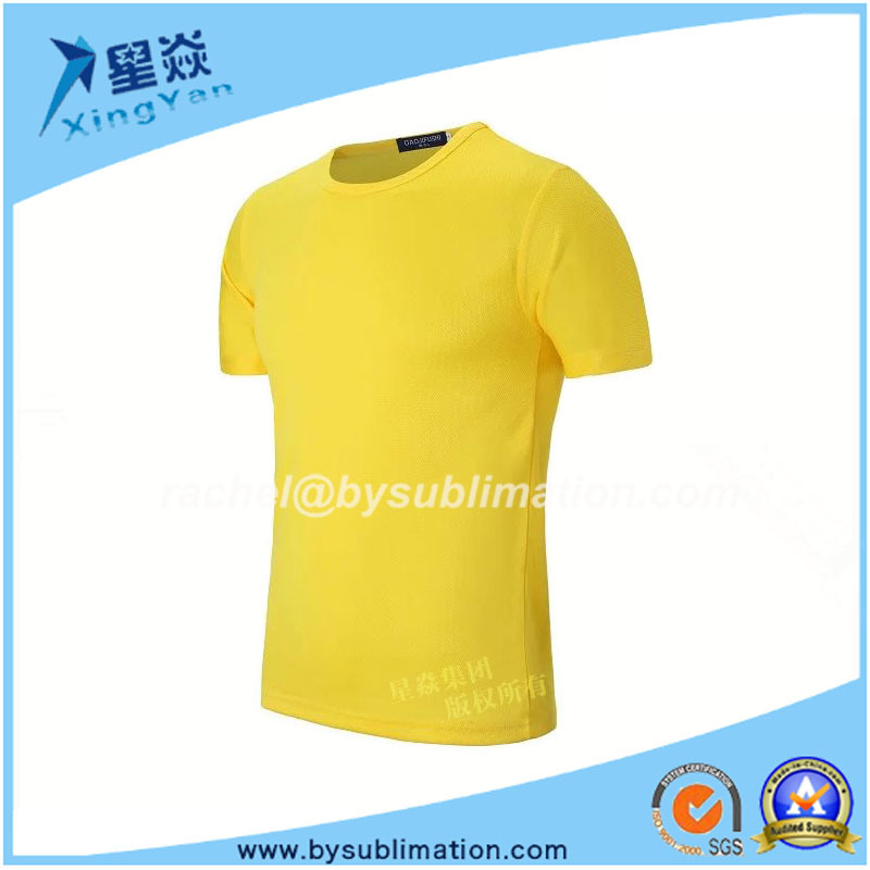Quick-Dry Yellow T-Shirt with Round Neck