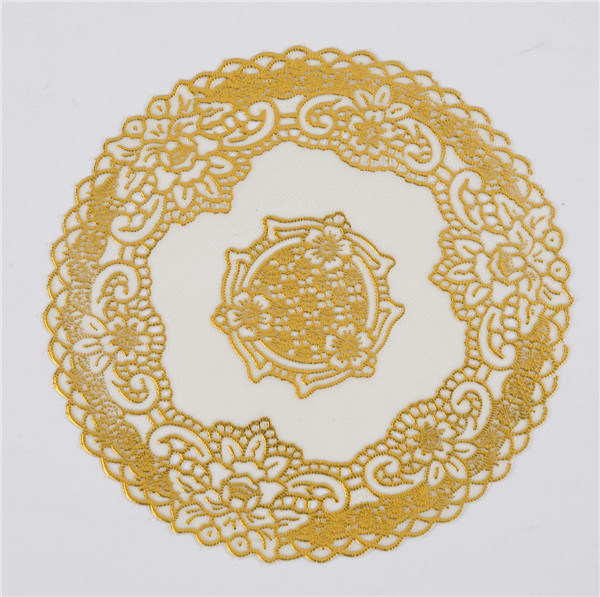 20cm Round Gold PVC Lace Doily Popular Use Home/Coffee