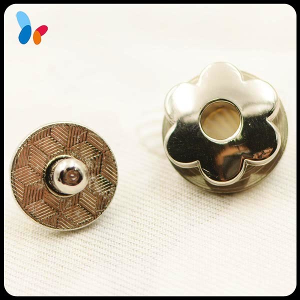 Flower Shaped Nickle-Free Metal Magnetic Fastener Button for Purse