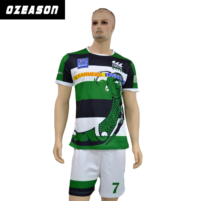Custom Made Rugby Uniform, High Quality Sublimation Quick Dry Rugby Jersey & Shorts