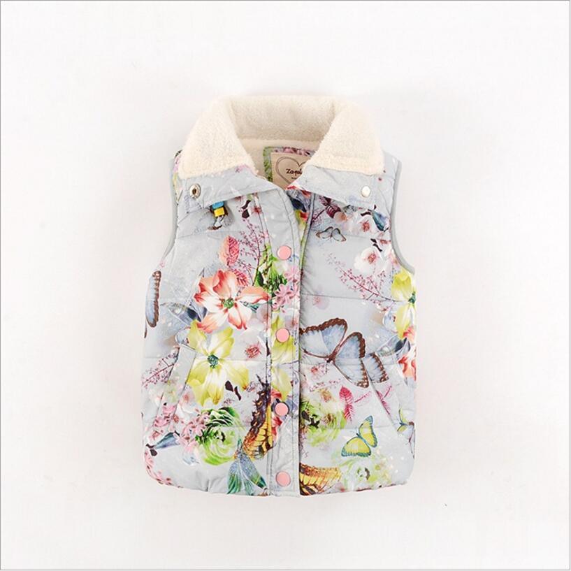 Printing Berber Fleece Lining Quilted Down Jacket for Girls