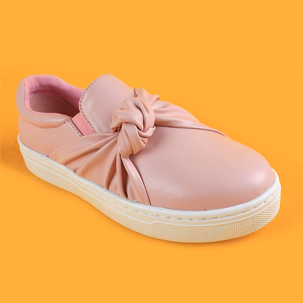 Little Girl Pink Bowknot Kd Shoes Loafers Footwear Kids Sneakers