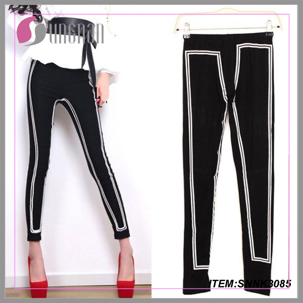 New Fashion Sexy Tight Leggings Ribbed Striped Pants