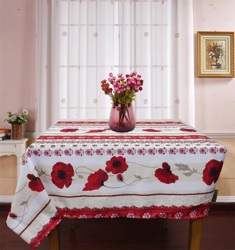 100%Polyester Solid Jacquard Tablecloth with Lace