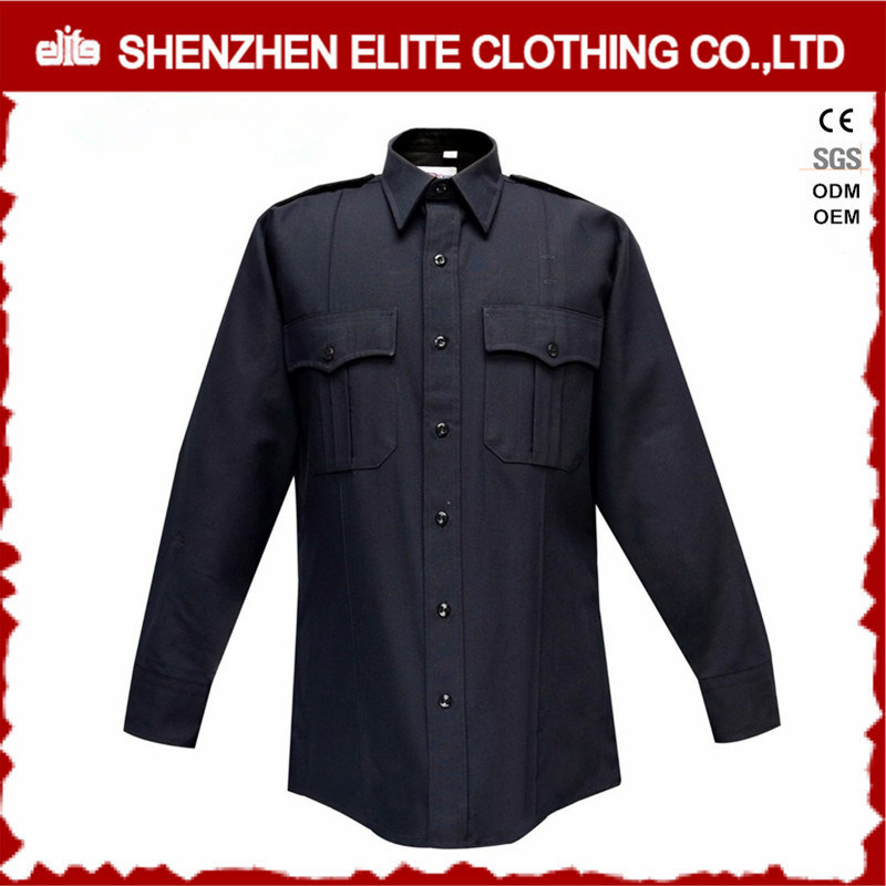 Custom Made Police Work Shirt Black Security Uniforms (ELTHVJ-310)