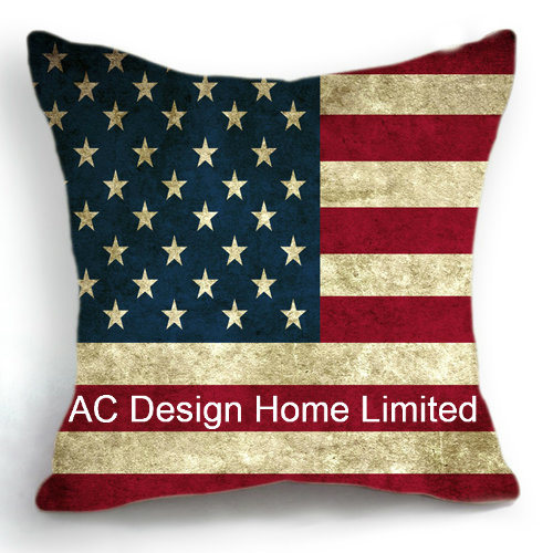 Decoration Square America Flag Design Decor Fabric Cushion W/Filling