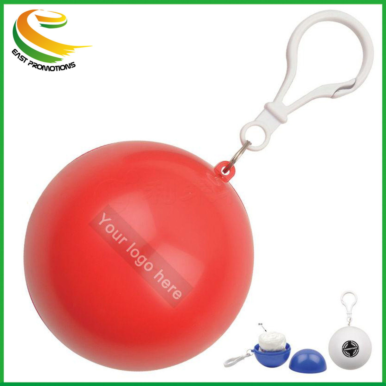 Mini Portable Ball Shape Promotional Raincoat Keychain
