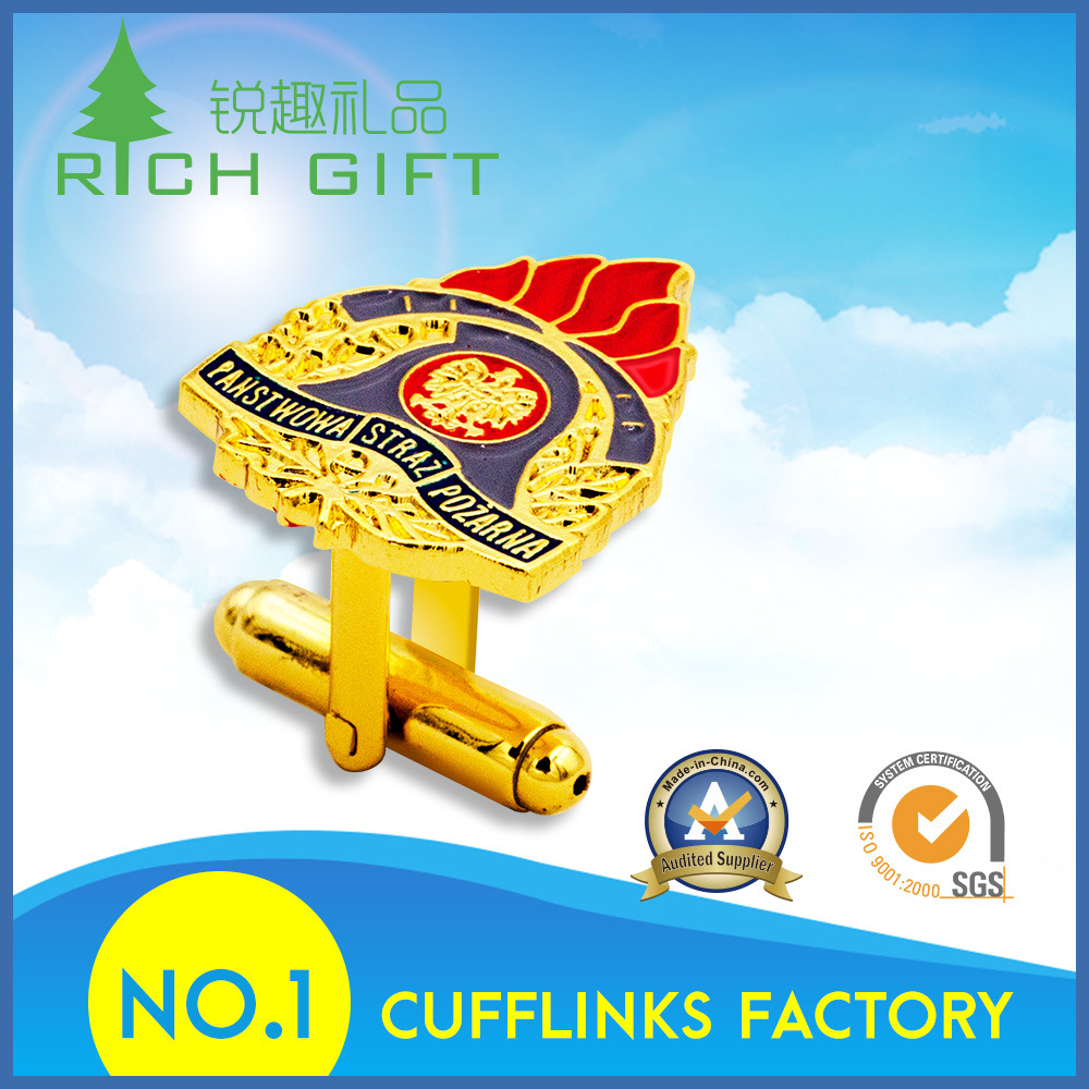 Gold Plated Metal Novelty Cufflink with Soft Enamel