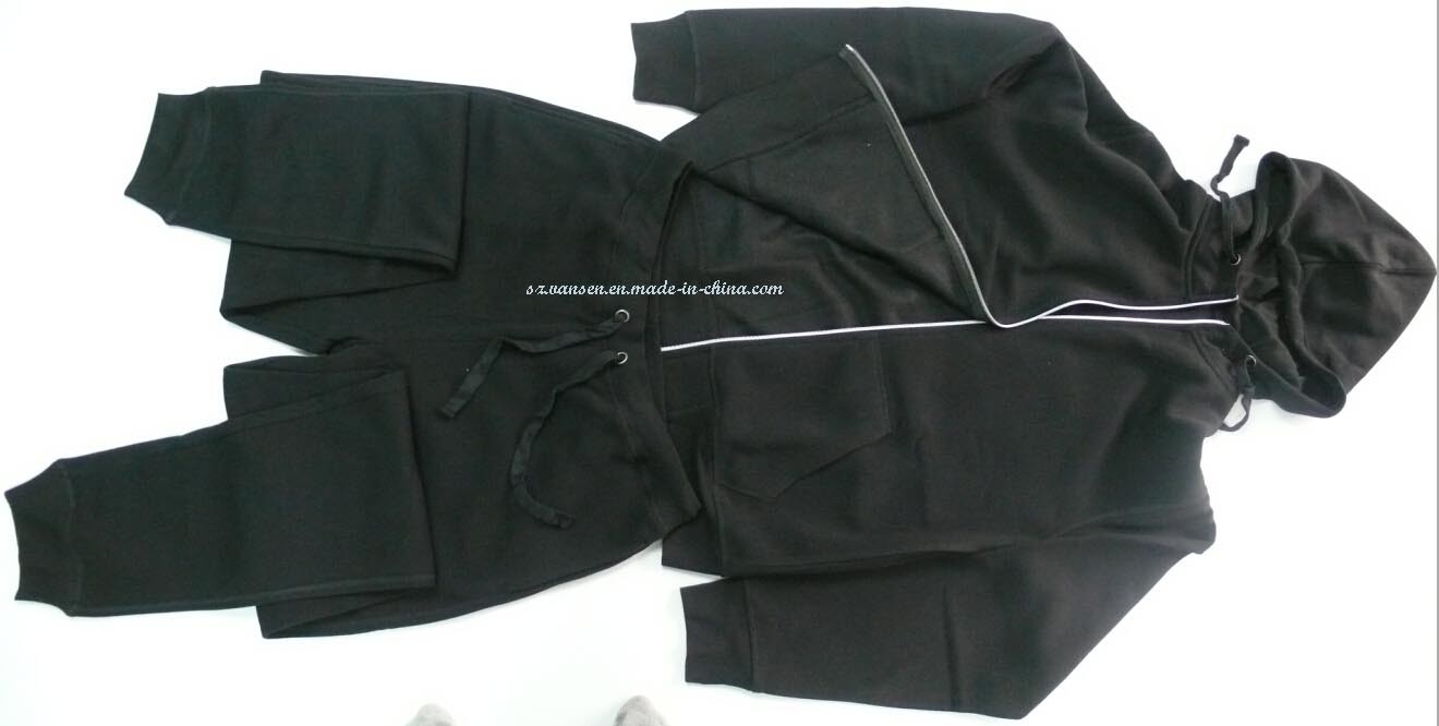 100% Polyester Black Men's Sportsuit with Hood