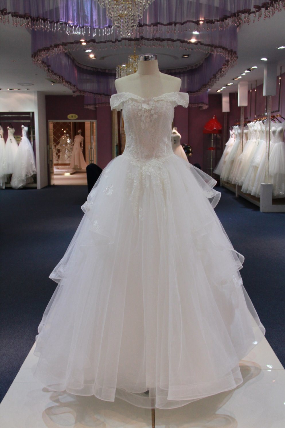Cheapest off Shoulder Ballgown Bridal Wedding Dresses (Q90304)
