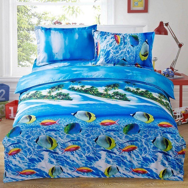 Cheap Printed Cotton Bedding Set Various Designs (Fish, Dolphin)