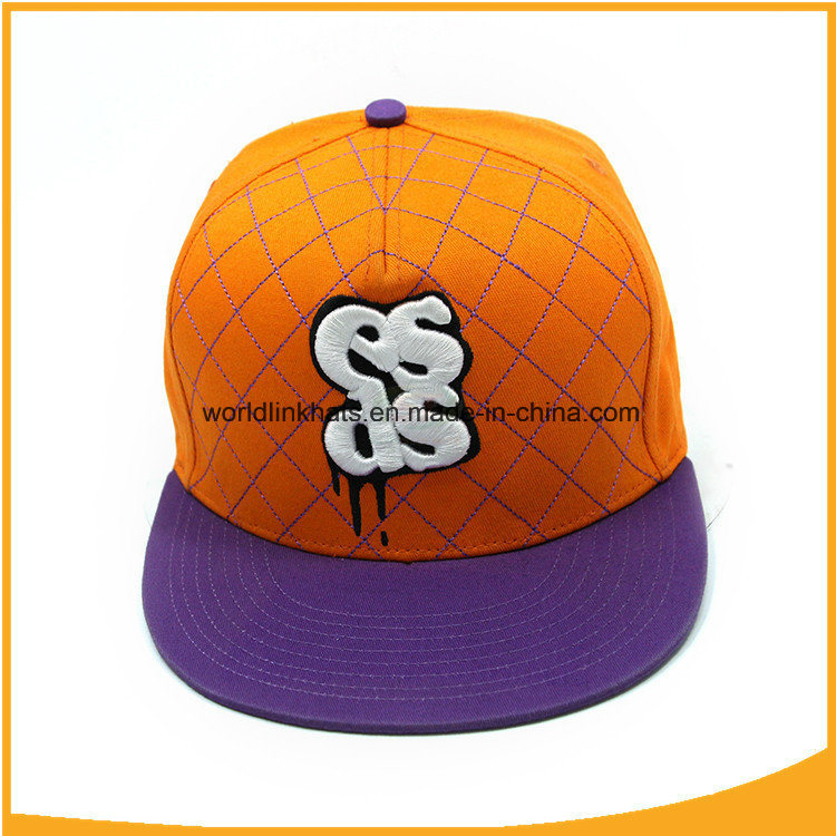 2 Tone 5 Panel 3D Embroidery Checked Popular Snapback Cap