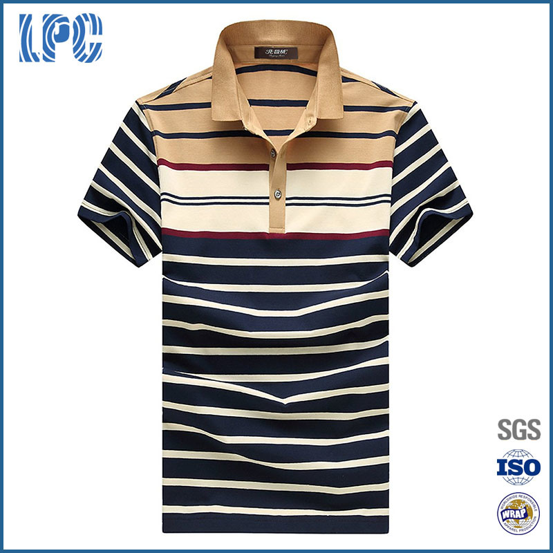 Brand Men Polo T-Shirt by Striped Cotton T-Shirt