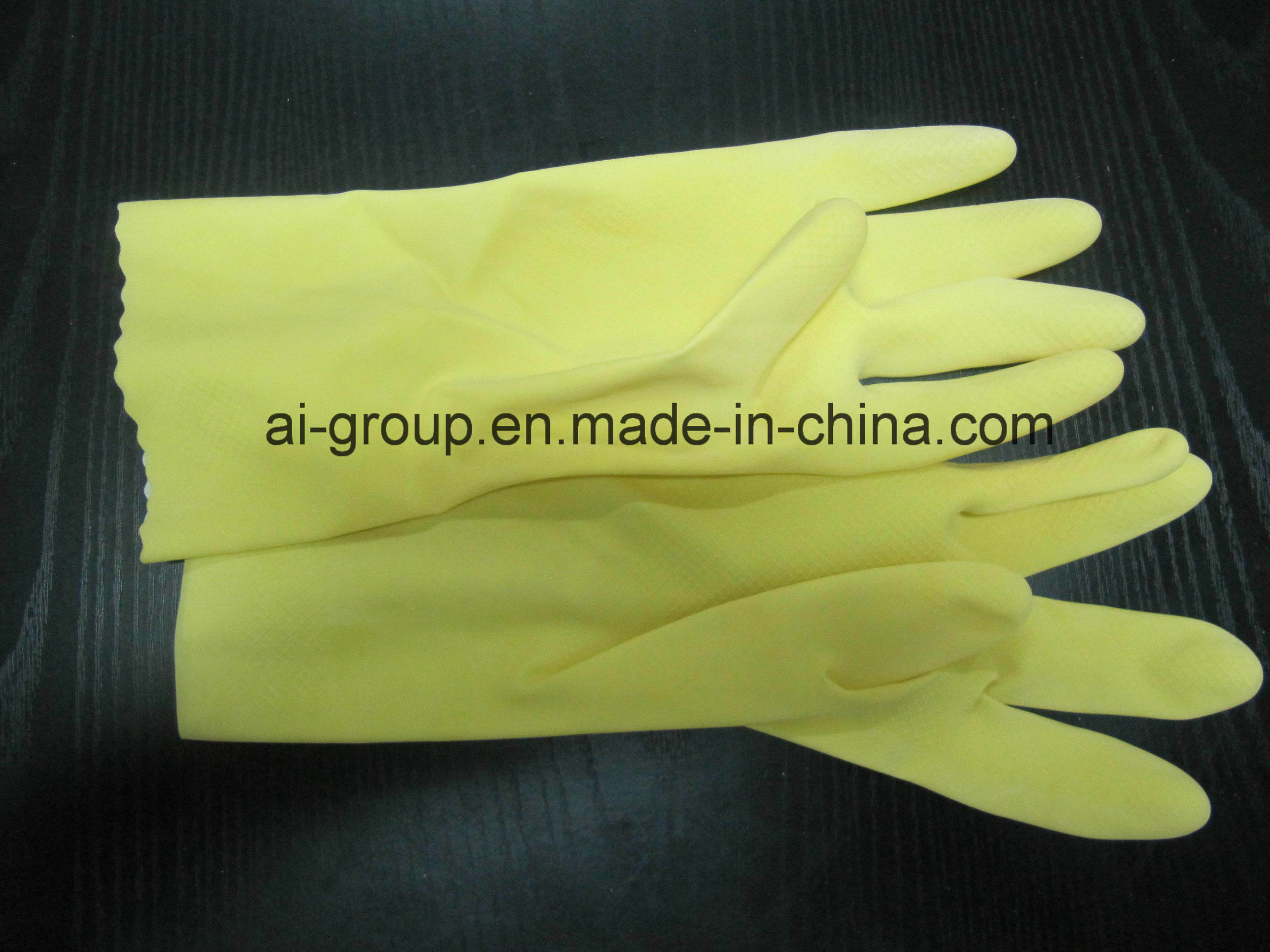 Natural Latex Yellow Household Gloves for Garden and Kitchen
