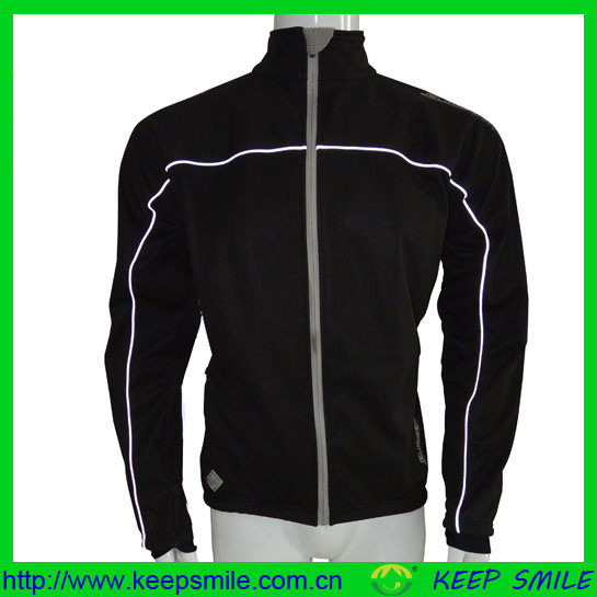 Custom Men's Winter Cycling Apparel for Jacket with Reflective Piping