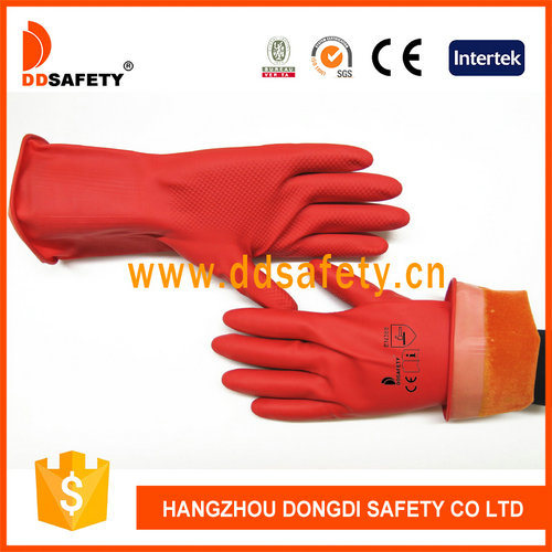 Ddsafety 2017 Green Nitrile Industial Flock Lined Safety Glove