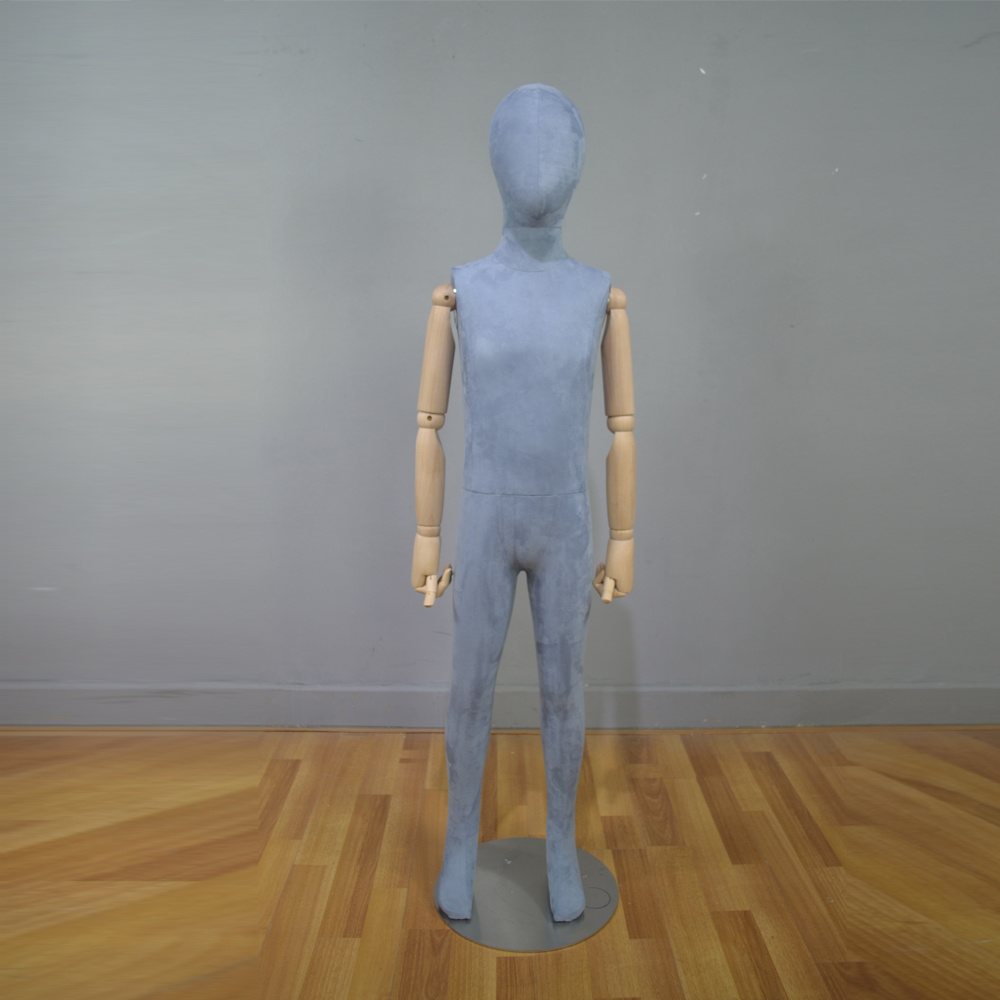 Full Body Fabric Wrapped Children Mannequin with Wooden Arms